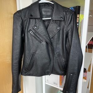 Blank NYC Black Leather Moto Jacket Asymmetrical Zipper